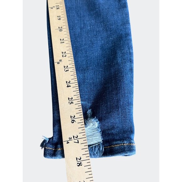 Judy Blue Womens Mid-Rise Distressed Skinny Jeans In Dark Blue Denim Size 9/29 - Picture 6 of 16
